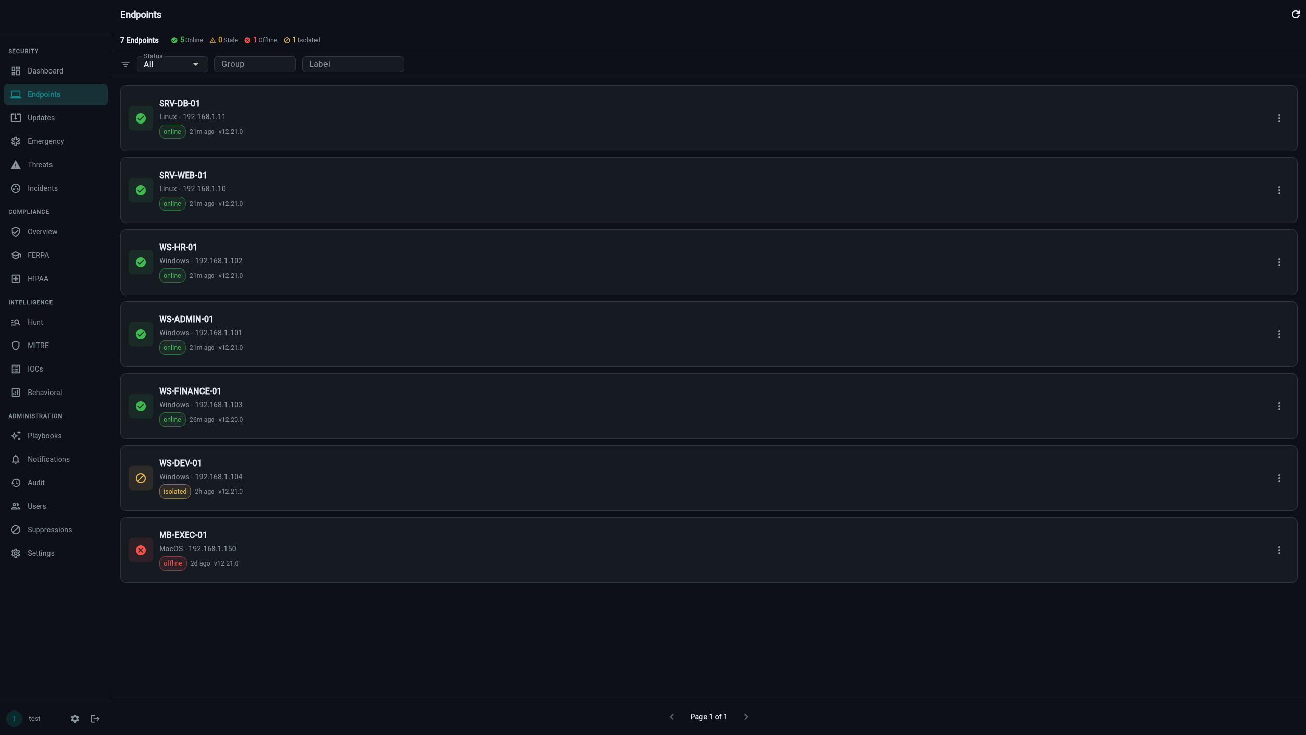 Bastion console fleet view with endpoints across Linux, Windows, and macOS